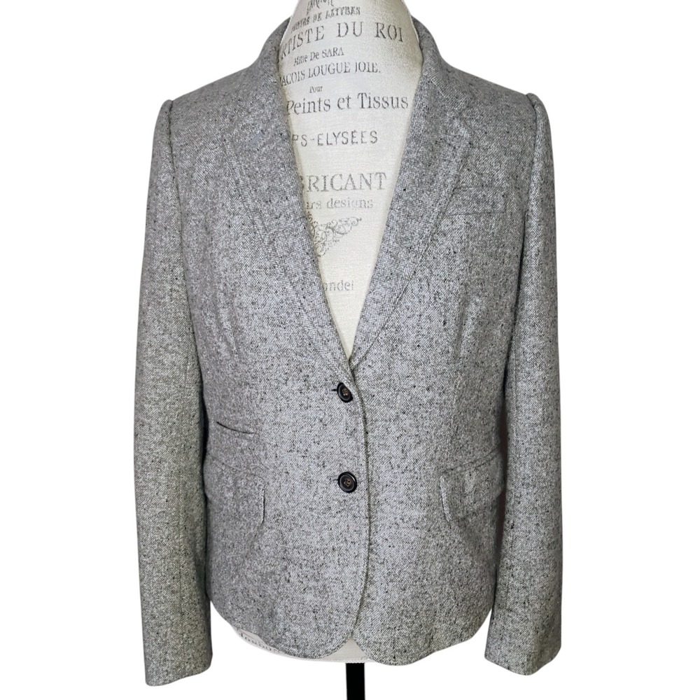 J Crew Donegal Blazer Gray Womens 10‎ Wool Silk Tweed Career Business Office